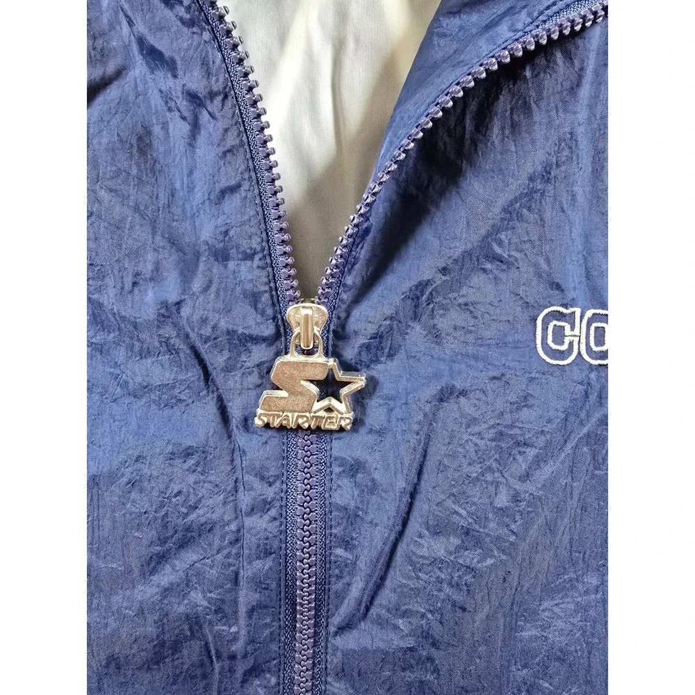 Starter Dallas Cowboys Windbreaker Jacket Mens XXL Blue NFL Full Zip Lined Nylon